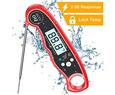 Cocoda [Upgrade] Digital Grillthermometer, 2s Instant Read Fleischthermometer mit 4.7 Faltbar Lange Sonde und LCD Bildschirm, Auto ON/Off Bratenthermometer für Braten, Grill, BBQ, Baby-Ernährung usw