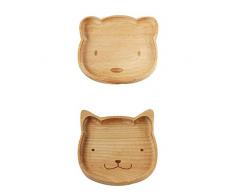 Gazechimp Set/2pcs Holzteller aus Holz - Bär Katze Form - Holz-Schale Obstschale Schüssel Salatschüssel Dekoteller Set - Deko Dekoration Aufbewahrung