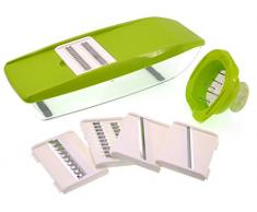 5 in 1 Kompakter Gemüsehobel Mandoline Slicer - Schneiden oder Zerteilen Gemüse Obst Schnell und gleichmäßig - Best Gemüseschneider Slicer mit 5 verschiedenen Qualitäts Edelstahl Klingen, iParaAiluRy