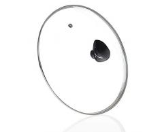 Topfdeckel Glas spülmaschinenfest hitzebeständiger Universaldeckel für Topf und Pfanne aus gehärtetem Qualitätsglas Glasdeckel mit Dampfloch hochwertiger Griff Kunststoff 16 cm Töpfe Pfannen