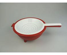 TUPPERWARE Küchenhelfer Sieb Saladin rot-weiß Sieb mit Abtropfsieb Multi-Sieb 9880