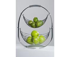 Designer-Obstkorb Früchtekorb Etagere Obstschale Shaky aus Metall silber verchromt 45 cm hoch