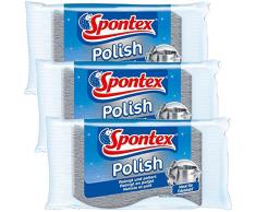 Spontex Edelstahl-Putzer - Edelstahlreiniger - reinigt und poliert - ideal für Edelstahltöpfe und Oberflächen (3er)