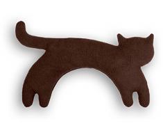 Leschi WÄRMEKISSEN löst Schulter- und Nacken-Verspannungen/für Mikrowelle und Ofen/Körnerkissen für Damen, Kinder und Babys/Katze Minina, braun schwarz