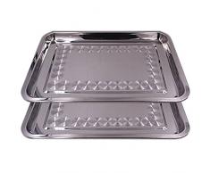 DEL - Serviertablett aus Edelstahl - Set 2 - 36 x 27 cm