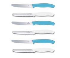 Victorinox 6 Stück Tafelmesser Neue Griffform Swiss Classic (Karbikblau/Weiß)