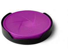 7-tlg. Set Glasuntersetzer mit Halter Silikon Lila