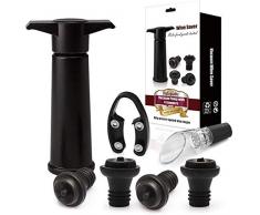 ZJZ Vakuumpumpe Wein Stopper Set Wein Saver Pumpenkonservierer mit 4 Vakuum-Flaschenstopfen Weinausgießer Folienschneider