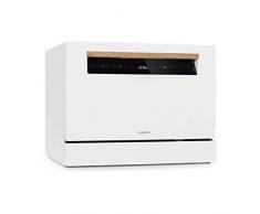 Klarstein Lagoona Mini-Geschirrspüler freistehend, EEK A+, Leistung: 1380 Watt, 6 Standardgedecke, Wasserverbrauch: 6,5 L 7 Programme plus Extra-Trocknung, 49 dB, schwarzes Touch-Bedienfeld, weiß