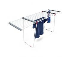 Relaxdays Trockenständer, ausziehbar, aus Stahl, Trockenlänge ca. 18 m, Wäscheständer, HxBxT: ca. 91 x 63 x 199 cm, weiß
