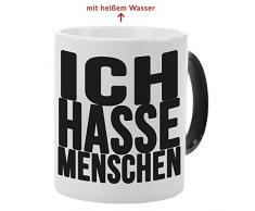 Tasse – Ich hasse Menschen (Schwarz): lustige Kaffeetasse mit Spruch – Farbwechseltasse mit Thermoeffekt – bedruckter Kaffeebecher für Kollegen, Freunde und Menschenhasser