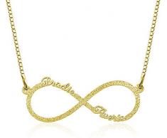 Personalisiert Name Halskette Unendlichkeit Halsketten zum Frauen Sterling Silber 2 Namen Halskette Name Teller Anhänger Halsketten Geschenke zum Geburtstag Jahrestag Familie Kette Halskette Länge