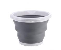 10L Faltbarer Eimer,MoreChioce Multifunktions Putzeimer Falteimer Silikoneimer Zusammenklappbare Eimer Wassereimer für Haus, Auto, Angeln, Gartenarbeit,Reinigung und Camping,Grau