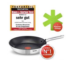 Tefal A43556 Induktion Pfanne 28cm, Edelstahl Pfannen mit Antihaftbeschichtung, Induktionsherd geeignet, Antihaft Bratpfanne, Genieteter ergonomischer Edelstahlgriff, mit eine Pfanneneinlage aus Filz