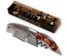 BARVIVO Professioneller Korkenzieher - Allround-Flaschenöffner für Bier-, Wein- & Folienflaschen - Zuverlässiges Werkzeug aus Edelstahl & natürlichem Gold harz - Für Sommeliers, Kellner & Barkeeper
