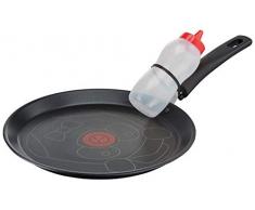 Tefal Creative Panda Crepepfanne Pfannkuchenpfanne 25 cm, Crepes Pfanne Induktionsgeeignet, Antihaftbeschichtet, Pfannkuchen Crepes Pancake, inkl Dosierflasche 200ml, schwarz
