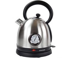 Syntrox Germany WK-2200W-1.8T Inox 2200 Watt 1,8 Liter Edelstahl schnurlos Wasserkocher mit Thermometer 360° cordess Wasserkessel Teekessel