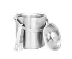 2L Eiskübel | Isolierter doppelwandiger Getränkekühler | Edelstahl-Party-Getränkekühler | Enthält Zangen und Deckel | M&W