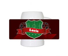 Fußball-Bierkrug mit Namen Loris und schönem Fußball-Wappen - Fan-Bierkrug personalisiert - Deutschland-Krug - Bierhumpen