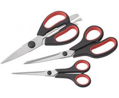 Meister Scheren-Set 3-teilig-Inkl. Küchenschere, Schneidschere & Bastelschere-Rostfreie Edelstahl-Klingen-Soft-Grip-Griffe-Mit Flaschenöffner & Co/Haushaltsschere/Allzweckschere / 4384230, Schwarz/rot