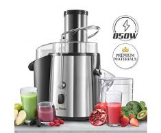 Zentrifugal Entsafter Gemuse und Obst Elektrisch - Saftpresse Gemüse und Obst - Leistungsstark (850 W), 2 Geschwindigkeitsstufen - Großer Einfüllschacht (75 mm), Anti-Rutsch-Füße, CE-zertifiziert