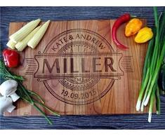 Personalisiertes Schneidebrett Handgefertigt mit Monogramm. Frühstücksbrettchen Hochzeit Geschenke für das Paar Brot Schneidebrett