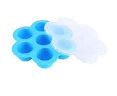 Silikon Ei Bisse Form mit Deckel Instant Topf Zubehör für Topf Wiederverwendbare Vorratsbehälter für Babynahrung und Gefrierschrank Tablett mit Deckel (himmelblau)