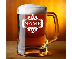 polar-effekt Bierkrug Personalisiert mit Gravur eines Namens - Bierseidel Geschenk zum Geburtstag Geschenkidee - Motiv Rahmen verziert 0,5l