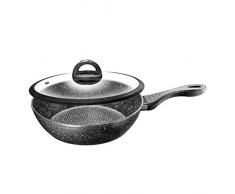 SJY Pfanne Antihaft-Bratpfanne, Spezial-Antihaft-Pfanne Haushalts-Induktionsherd Gas-Universal-Omelettpfanne, kein Öl weniger Rauch, leicht zu reinigen (mit Deckel),Schwarz