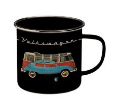 Brisa VW Collection VW Bulli T1 Kaffeetasse emailliert schwarz mit rot-Blauem Bulli/KÃ¤fer Motiv