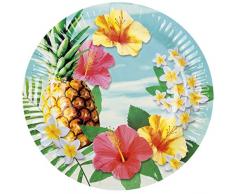 Neu: 61-tlg. Partyset * Paradies * mit Teller + Becher + Servietten + Deko | Hawaii Strand Hibiskus Paradise Motto Mottoparty Set Dekoration Party