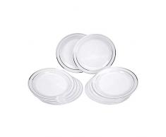 GRÄWE Einweg-Dessertteller Ø 19 cm, 10er Set - stabile Plastikteller in Porzellan-Optik, weiß/silber