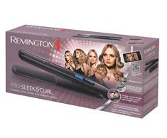 Remington Haarglätter Pro Sleek & Curl S6505, abgerundetes Design zum Glätten und Stylen von Locken, schwarz