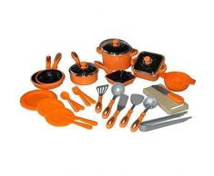 TikTakToo 28tlg Kinder Kochgeschirr Puppengeschirr Topfset Puppenküche Puppentöpfe (orange)