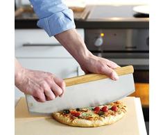 bremermann Pizzaschneider, Wiegemesser mit Holzgriff, Pizzamesser