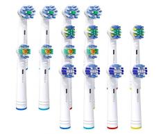 Tikola Aufsteckbürsten Elektrische Zahnbürste Pro Genius und Smart Series, 4 Arten der Cross, Precision, Floss Reinigung und Aufhellung Zahnbürstenköpfe 16 Packs