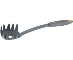 FACKELMANN Spaghettilöffel 32 cm Soft, Küchenhelfer mit Funktionsteil aus Kunststoff, Nudellöffel für beschichtete Töpfe und Pfannen (Farbe: Orange/Grau), Menge: 1 Stück