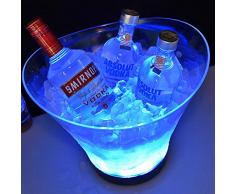 LED Eiskübel Eiseimer Eisbehälter sektkühler eiswürfelbehälter Sektkühler - Weinkühler für Party, Haus, Bar 6L