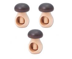 Neustanlo® 3 Stück Nussknacker im Pilz-Design aus Holz mit Schraubgewinde, Nussschraube, Ø 6 x 10 cm