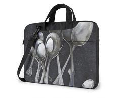 15.6 inch Laptop Tasche Schultertasche Bussiness Messenger Tablet Tasche Laptophülle Alter silberner Löffel