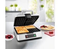 GOURMETmaxx Belgisches Waffeleisen | Waffelautomat für 4 Belgische Waffeln, Antihaftbeschichtung | 1200 Watt [Silber]