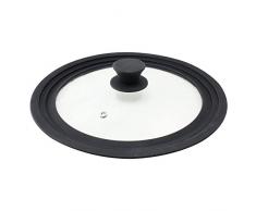 com-four® Universal Spritzschutz Glasdeckel mit Silikonrand für Töpfe und Pfannen mit Ø 24, 26, 28 cm (01 Stück - Silikonrand Ø 29cm)