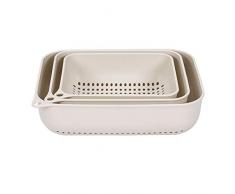 Bverionant 3 Stück Küche Sieb Kunststoff Siebschüssel Abtropfsieb Korb Ablassen Obstkorb für Früchte Gemüse Aprikose Eine Grösse