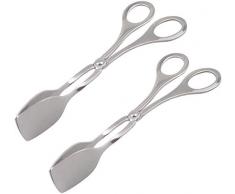 Lifeinhome 2 Stück Edelstahl Gebäckzange Küchenzange Grillzange Salatzange Mehrzweckzange Servierzange für Grillen und Kochen 18,5cm