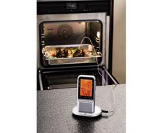 Xavax Digitales Funk Bratenthermometer (mit Küchenuhr, tragbarer Funkempfänger im Handy Format, Grillthermometer, Ofenthermometer, Milchthermometer Fleischthermometer) silber