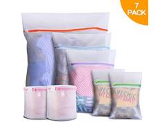 Syllana 7er Set Dessousbeutel für Wäsche, Wäschenetz für Feinwäsche -2 Groß &1 Mittelgroß &2 Klein und 2 BH-Taschen mit hochwertigen Reißverschlüssen