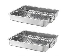 2 XIKEA KONCIS -Bräter mit Grillrost aus Edelstahl - 40x32 cm