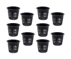 Limeow Net Töpfe Körbe Pflanzen Mesh Topf Pflanzen Mesh Pot Töpfe Kunststoff Hydroponics Kunststoffkorb Kunststoff Mesh Pot Schwarz 10 Stück für Aquakultur Hydrokultur Soilless Kultur Gemüse