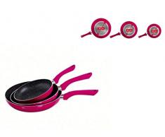 Bratpfannen Set 3 teilig Induktion Pfannenset Bratpfanne 28 cm 24 cm 20 cm (Pfanne, Aluminium, Antihaftbeschichtung, Induktionsfähig, Pink)
