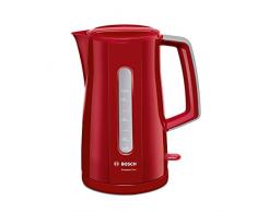 Bosch TWK3A014 CompactClass kabellloser Wasserkocher, schnelles Aufheizen, Wasserstandsanzeige beidseitig, Überhitzungsschutz, 1,7 L, 2400 W, rot